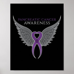 Purple Pancreatic Cancer Awareness Ribbon with Ang Poster