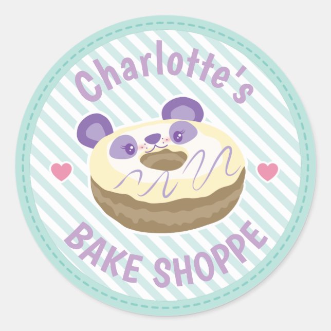 Purple Panda Donut Bake Shop Classic Round Sticker (Front)