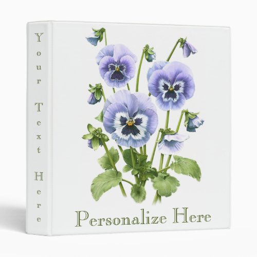 Purple Pansies 3 Ring Binder