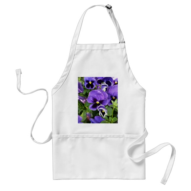 purple pansies adult apron (Front)