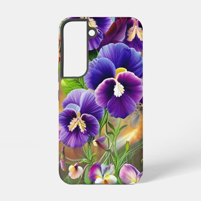 Purple Pansies -AI ART Samsung Galaxy Case (Back)