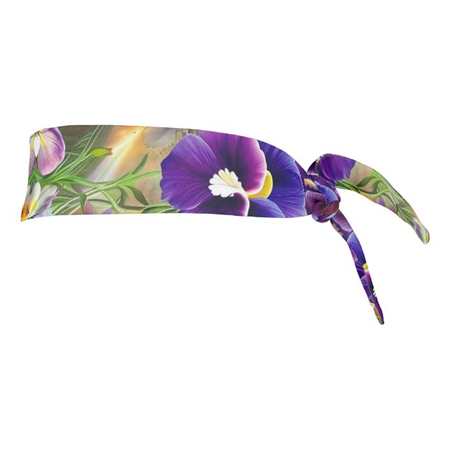Purple Pansies -AI ART Tie Headband (Rotate 90)