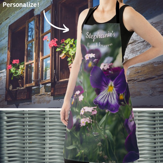Purple pansies and pink forget-me-nots apron (Creator Uploaded)