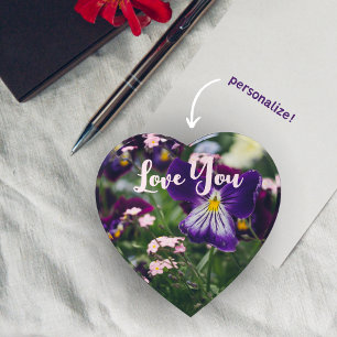 Purple pansies and pink forget-me-nots paperweight