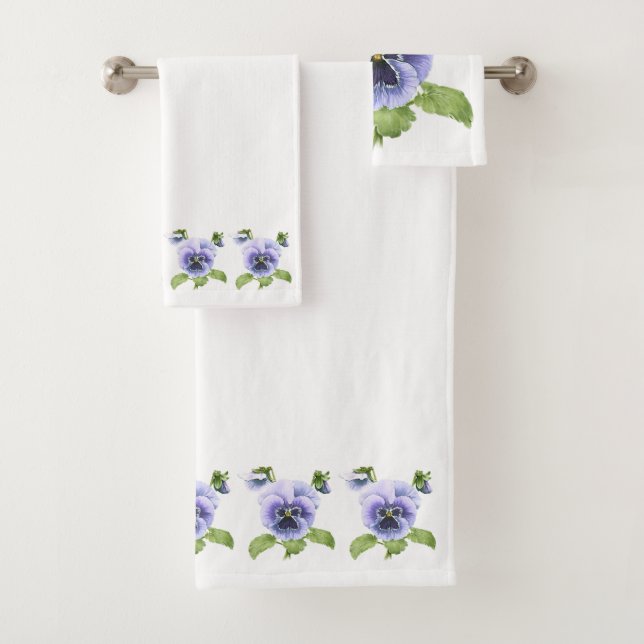 Purple Pansies Bath Towel Set (Insitu)