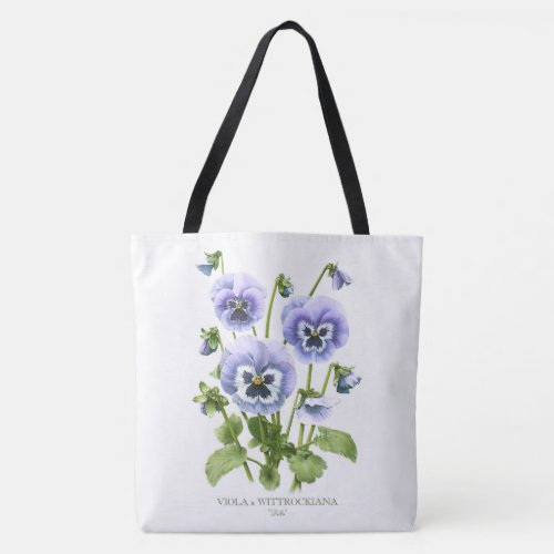 Purple Pansies Botanical Art Customizable Tote Bag