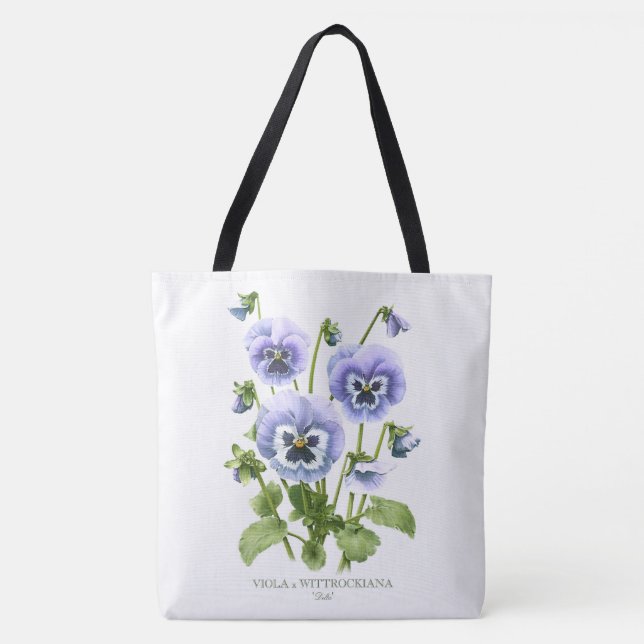Purple Pansies Botanical Art Customizable Tote Bag (Front)