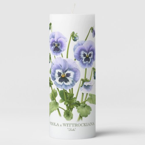 Purple Pansies Botanical Pillar Candle