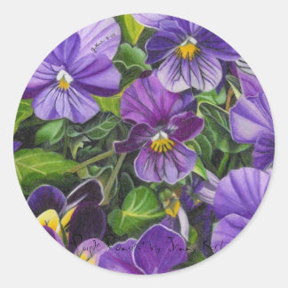 "Purple Pansies" by Jenny Koch Classic Round Sticker