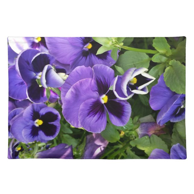 purple pansies cloth placemat (Front)