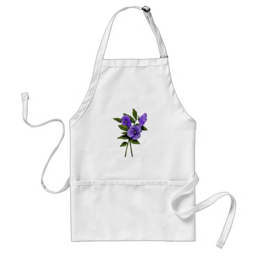 Purple Pansies Color Pencil Floral Art Gardener Adult Apron