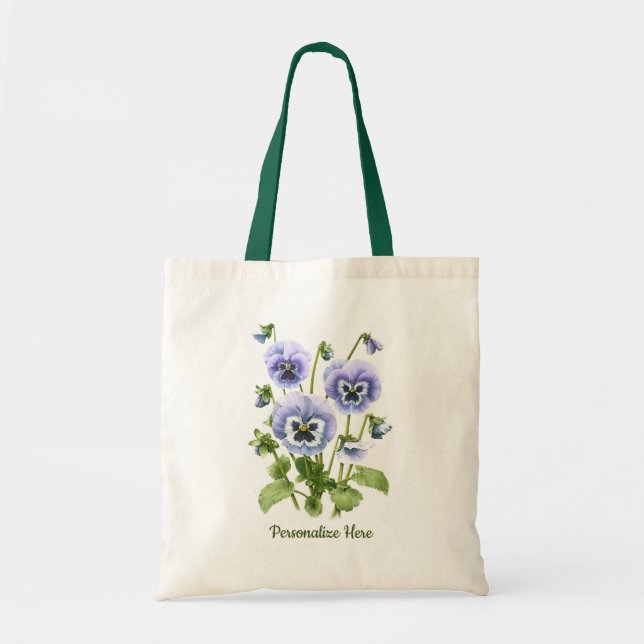 Purple Pansies Customizable Tote Bag (Front)