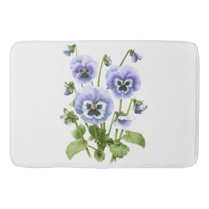 Purple Pansies Floral Design Bath Mat