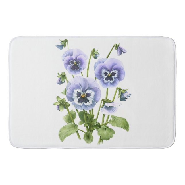 Purple Pansies Floral Design Bath Mat (Front)