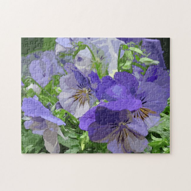 Purple Pansies Floral Jigsaw Puzzle