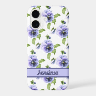 Purple Pansies Floral Pattern Personalized iPhone 17 Case
