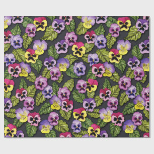 Purple Pansies Floral Wrapping Paper