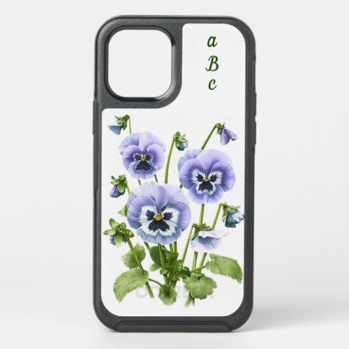 Purple Pansies Flowers Botanical Art Personalized OtterBox Symmetry iPhone 12 Case