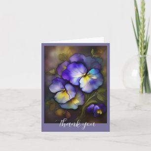Purple Pansies Folded Thank You Card