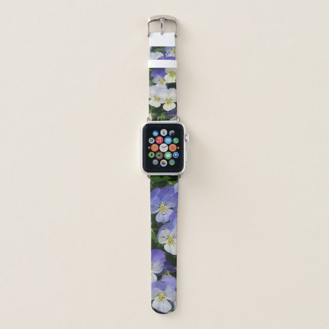 Purple Pansies Garden Floral Apple Watch Band (Front)