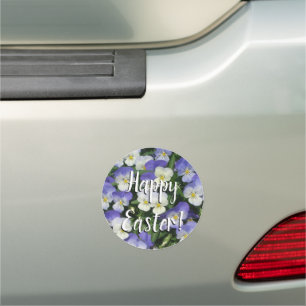 Purple Pansies Garden Floral Car Magnet
