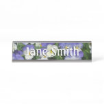 Purple Pansies Garden Floral Desk Name Plate