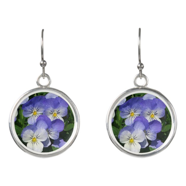 Purple Pansies Garden Floral Earrings (Front)