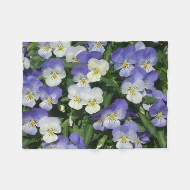 Purple Pansies Garden Floral Fleece Blanket (Front (Horizontal))