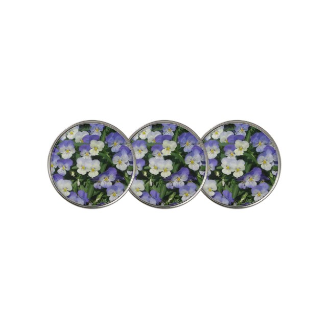 Purple Pansies Garden Floral Golf Ball Marker (3 Up)