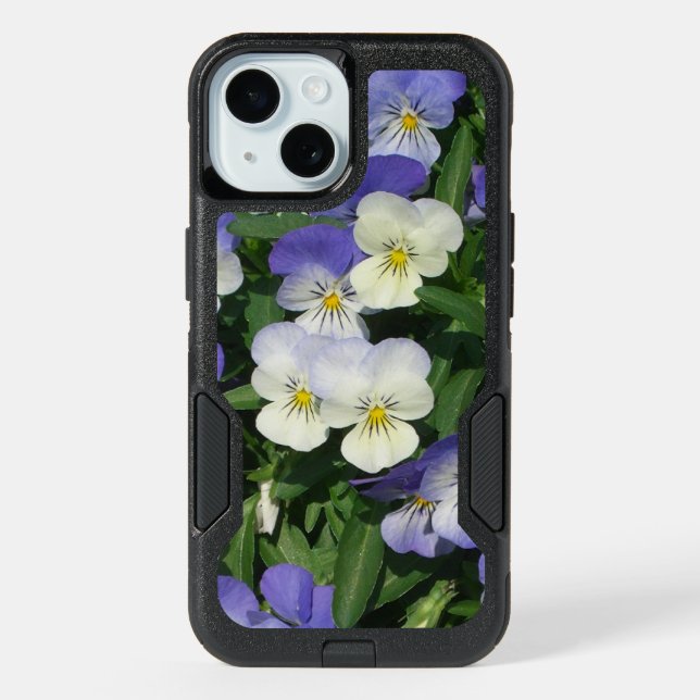 Purple Pansies Garden Floral iPhone 15 Case (Back)