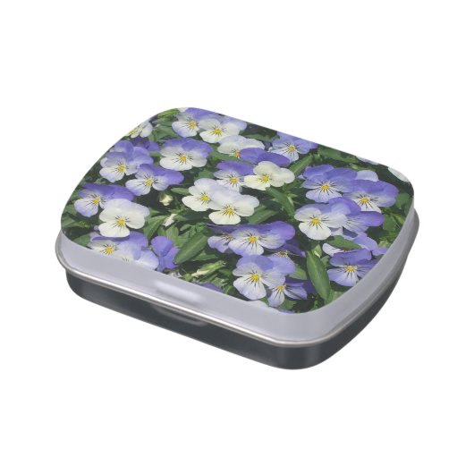 Purple Pansies Garden Floral Jelly Belly Tin (Side)