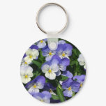 Purple Pansies Garden Floral Keychain