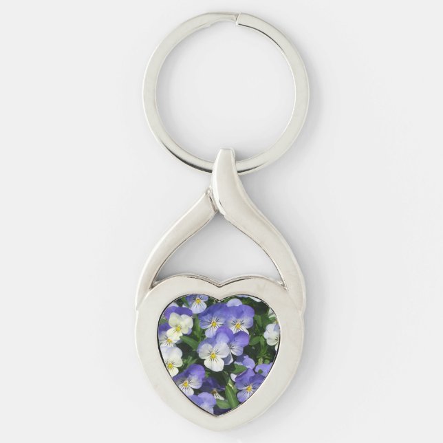 Purple Pansies Garden Floral Keychain (Front)