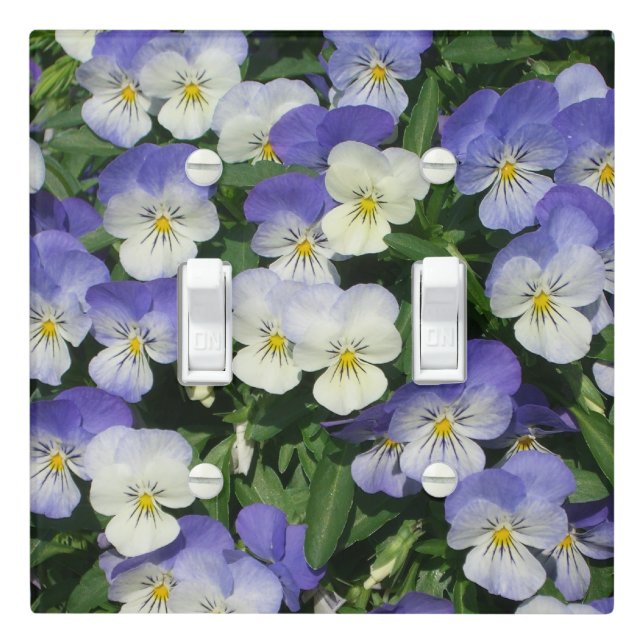 Purple Pansies Garden Floral Light Switch Cover (In Situ)