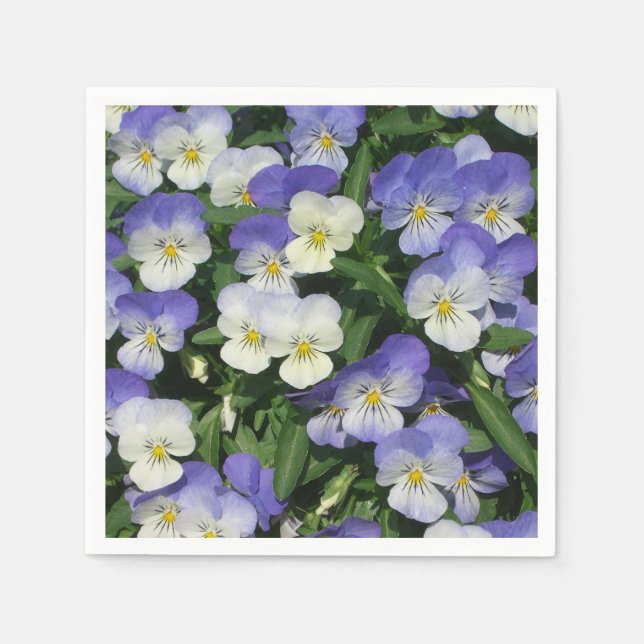 Purple Pansies Garden Floral Paper Napkins (Front)