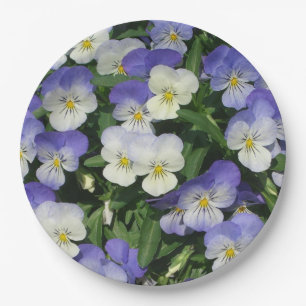 Purple Pansies Garden Floral Paper Plates