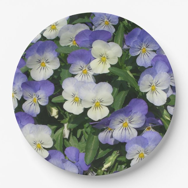 Purple Pansies Garden Floral Paper Plates (Front)