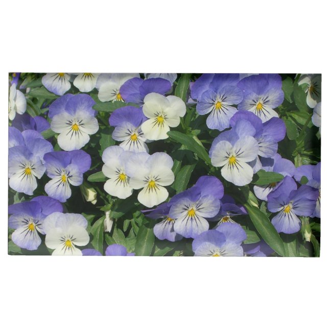 Purple Pansies Garden Floral Place Card Holder (Front)