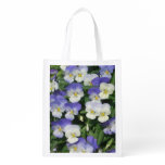 Purple Pansies Garden Floral Reusable Grocery Bag
