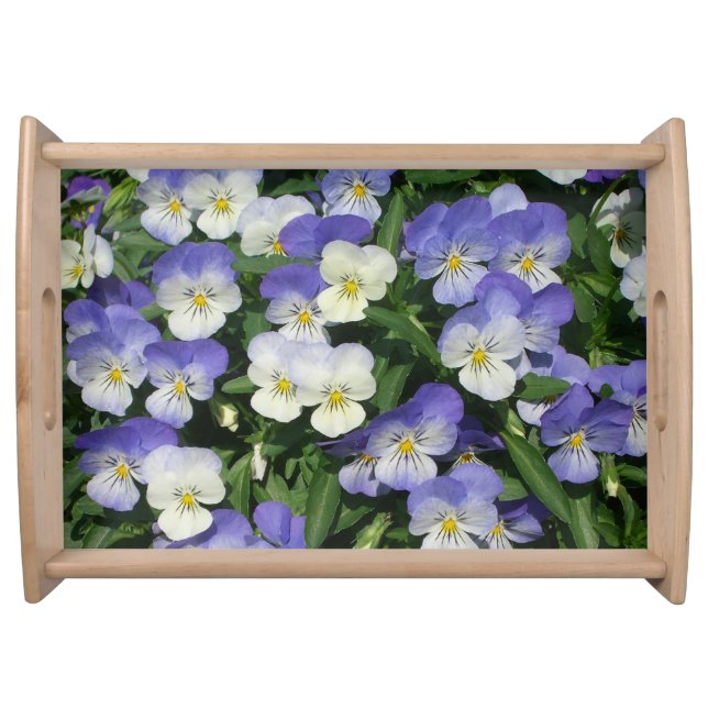Purple Pansies Garden Floral Serving Tray (Front)