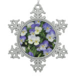 Purple Pansies Garden Floral Snowflake Pewter Christmas Ornament