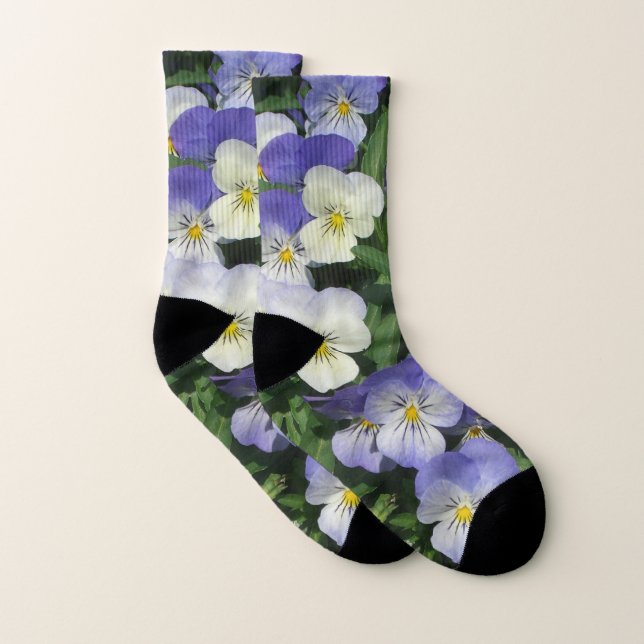 Purple Pansies Garden Floral Socks (Pair)