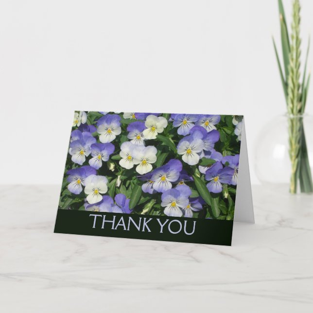 Purple Pansies Garden Floral Thank You Card (Front)