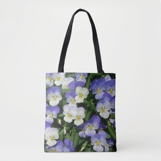 Purple Pansies Garden Floral Tote Bag (Front)