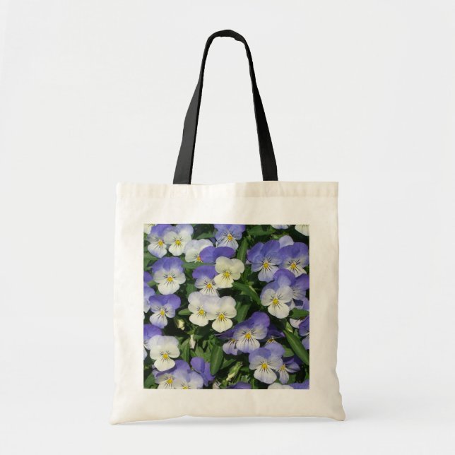 Purple Pansies Garden Floral Tote Bag (Front)