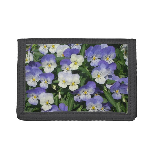 Purple Pansies Garden Floral Tri-fold Wallet (Front)