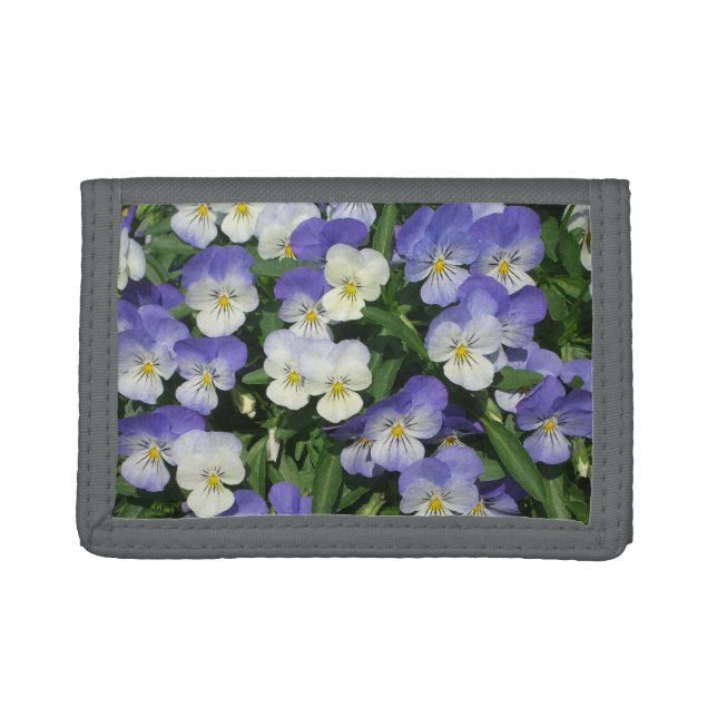 Purple Pansies Garden Floral Trifold Wallet (Front)