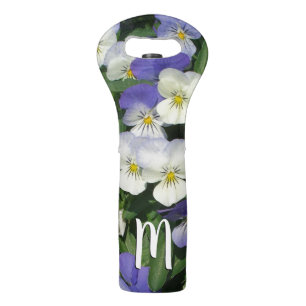 Purple Pansies Garden Floral Wine Bag