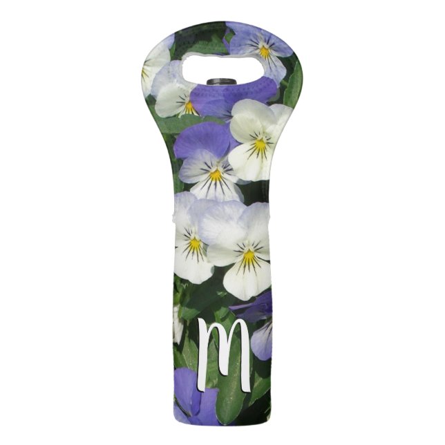 Purple Pansies Garden Floral Wine Bag (Front)