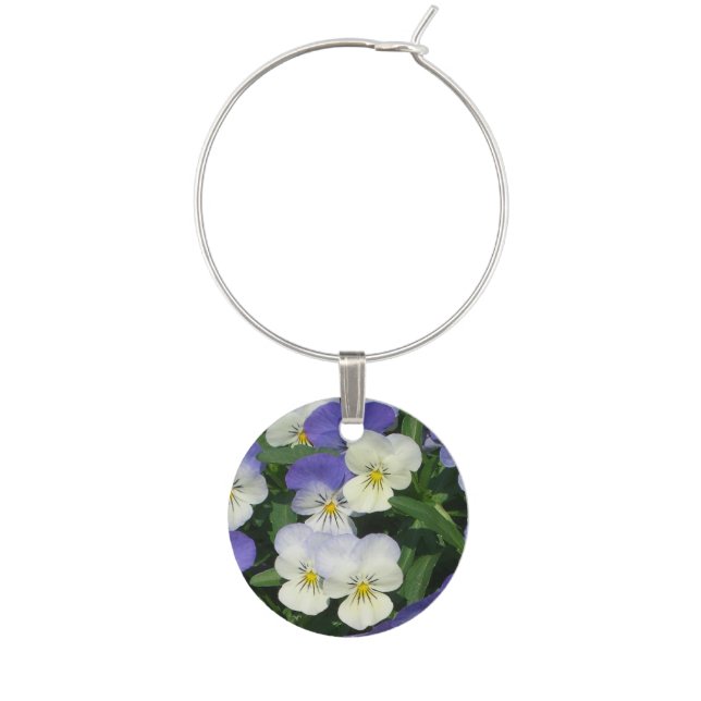 Purple Pansies Garden Floral Wine Charm (Front)